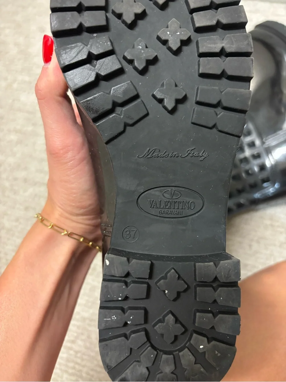 Valentino Black Studded Glossy Rain Boots